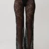 Theodosia Wide Leg Lace Pants – Black