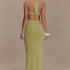 Theresea Halter Knit Maxi Dress – Light Olive Theresea Halter Knit Maxi Dress – Light Olive
