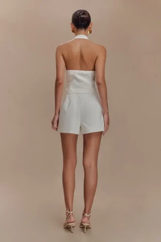 Tiara Halter Neck Suiting Top – White
