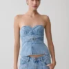 Tommy Strapless Denim Top With Buckle – Classic Blue