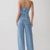 Tommy Strapless Denim Top With Buckle – Classic Blue