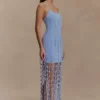 Tove Hand Knit Flower Mini Dress – Blue Tove Hand Knit Flower Mini Dress – Blue