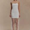 Tove Hand Knit Flower Mini Dress – White Tove Hand Knit Flower Mini Dress – White