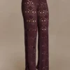 Trena Crochet Knit Pants – Chocolate Trena Crochet Knit Pants – Chocolate