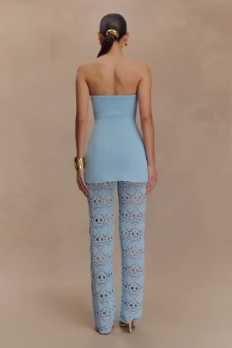 Trena Crochet Knit Pants – Sky Blue