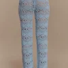 Trena Crochet Knit Pants – Sky Blue Trena Crochet Knit Pants – Sky Blue