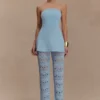 Trena Crochet Knit Pants – Sky Blue Trena Crochet Knit Pants – Sky Blue