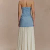 Tully Strapless Topstitch Denim Top – 80’S Blue Tully Strapless Topstitch Denim Top – 80’S Blue