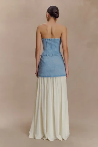 Tully Strapless Topstitch Denim Top – 80’S Blue