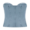 Tully Strapless Topstitch Denim Top – 80’S Blue Tully Strapless Topstitch Denim Top – 80’S Blue