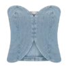 Tully Strapless Topstitch Denim Top – 80’S Blue Tully Strapless Topstitch Denim Top – 80’S Blue
