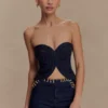 Tully Strapless Topstitch Denim Top – Indigo Blue Tully Strapless Topstitch Denim Top – Indigo Blue