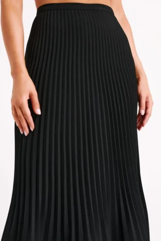 Twyla Pleated Suiting Maxi Skirt – Black