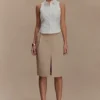 Vera Twill Split Front Midi Skirt – Camel Vera Twill Split Front Midi Skirt – Camel
