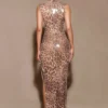 Veronica Sequin Midi Dress – Leopard Print Veronica Sequin Midi Dress – Leopard Print