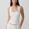 Vianna Broderie Ribbed Tank Top – Ivory Vianna Broderie Ribbed Tank Top – Ivory