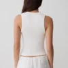 Vianna Broderie Ribbed Tank Top – Ivory Vianna Broderie Ribbed Tank Top – Ivory