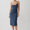 Vina Gathered Jersey Midi Dress – Ink Blue Vina Gathered Jersey Midi Dress – Ink Blue