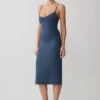 Vina Gathered Jersey Midi Dress – Ink Blue Vina Gathered Jersey Midi Dress – Ink Blue