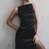 Violet Sleeveless Satin Maxi Dress – Black Violet Sleeveless Satin Maxi Dress – Black