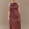 Violet Sleeveless Satin Maxi Dress – Dark Chocolate Violet Sleeveless Satin Maxi Dress – Dark Chocolate