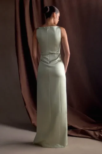Violet Sleeveless Satin Maxi Dress – Sage