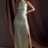 Violet Sleeveless Satin Maxi Dress – Sage Violet Sleeveless Satin Maxi Dress – Sage