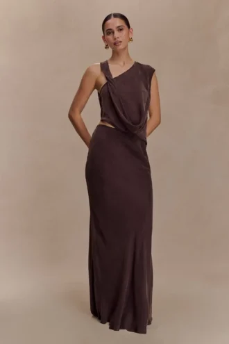 Violeta Maxi Skirt – Dark Chocolate