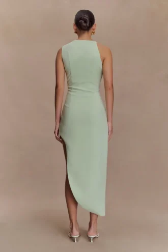 Virginia Suiting Embroidered Midi Dress – Sage