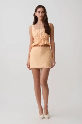 Vivian Embroidered Mini Skirt – Orange