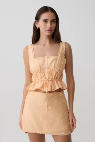 Vivian Embroidered Sleeveless Top – Orange