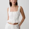 Vivian Embroidered Sleeveless Top – White Vivian Embroidered Sleeveless Top – White