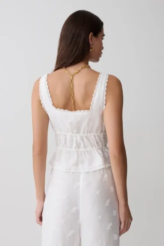 Vivian Embroidered Sleeveless Top – White