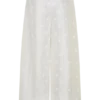 Vivian Tie Waist Embroidered Pant – White