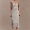 Willa Gathered Mesh Midi Dress – Polka Dot