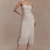 Willa Gathered Mesh Midi Dress – Polka Dot
