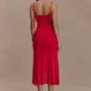 Willa Gathered Mesh Midi Dress – Ruby Willa Gathered Mesh Midi Dress – Ruby