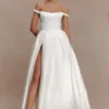 Willow Off Shoulder Satin Maxi Gown – White Willow Off Shoulder Satin Maxi Gown – White