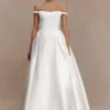 Willow Off Shoulder Satin Maxi Gown – White Willow Off Shoulder Satin Maxi Gown – White