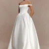 Willow Off Shoulder Satin Maxi Gown – White Willow Off Shoulder Satin Maxi Gown – White