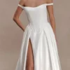 Willow Off Shoulder Satin Maxi Gown – White Willow Off Shoulder Satin Maxi Gown – White