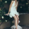 Willowmena Halter Neckline Mini Dress With Tubed Hem – White Willowmena Halter Neckline Mini Dress With Tubed Hem – White