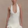 Willowmena Halter Neckline Mini Dress With Tubed Hem – White Willowmena Halter Neckline Mini Dress With Tubed Hem – White
