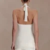 Willowmena Halter Neckline Mini Dress With Tubed Hem – White Willowmena Halter Neckline Mini Dress With Tubed Hem – White