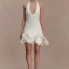Willowmena Halter Neckline Mini Dress With Tubed Hem – White Willowmena Halter Neckline Mini Dress With Tubed Hem – White