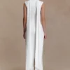 Wisteria Slinky Maxi Dress With Scarf – White Wisteria Slinky Maxi Dress With Scarf – White