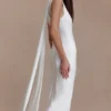 Wisteria Slinky Maxi Dress With Scarf – White Wisteria Slinky Maxi Dress With Scarf – White