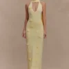 Wynn Floral Knit Midi Dress – Lemon