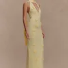 Wynn Floral Knit Midi Dress – Lemon