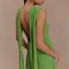 Wynter Scarf Draped Mini Dress – Green